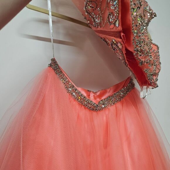 Sparkling Pink Tulle 2 Piece Dress By JULIET Size Small - Picture 2 of 7